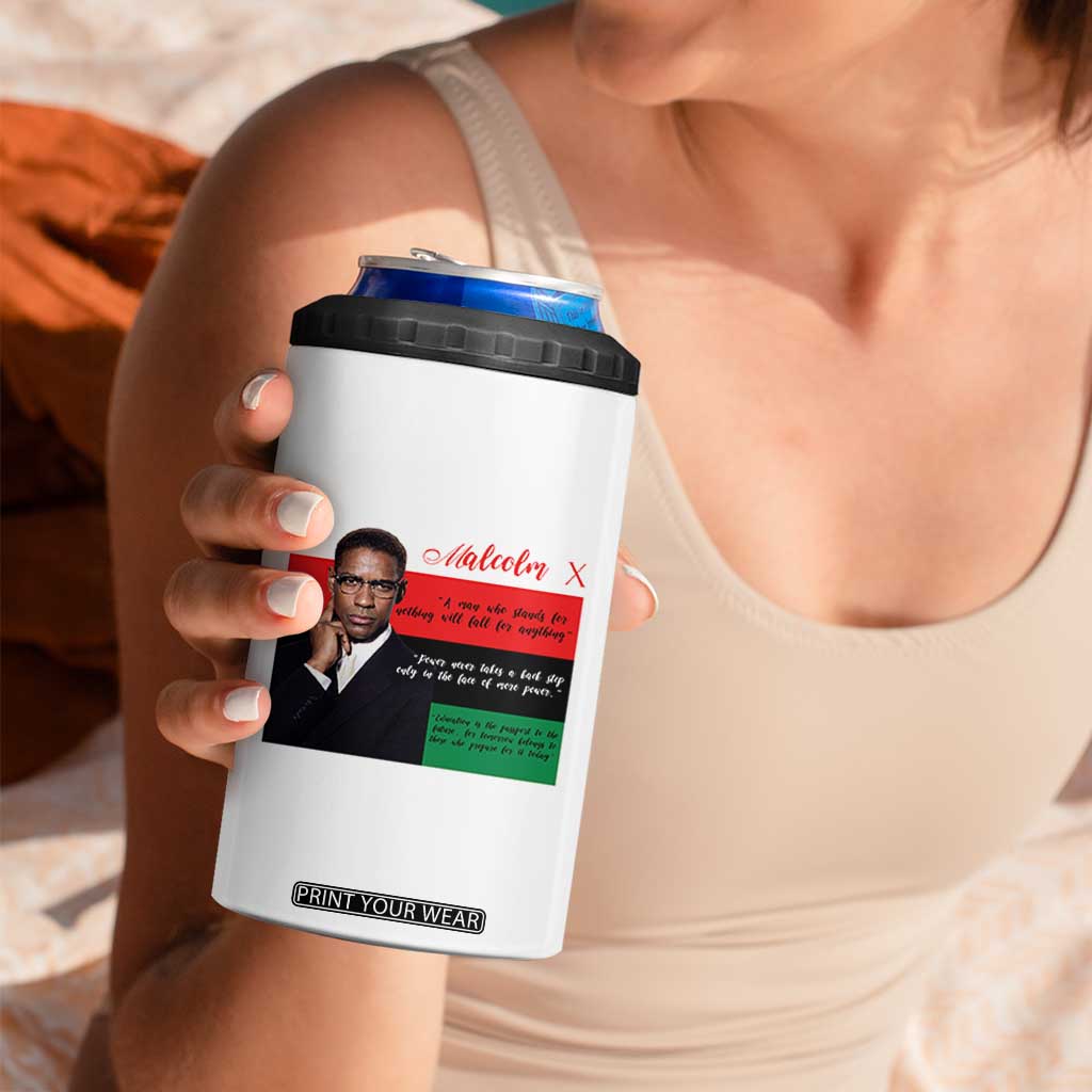 Motivational Malcolm X Quote 4 in 1 Can Cooler Tumbler Black History Month Gift TS12 Print Your Wear