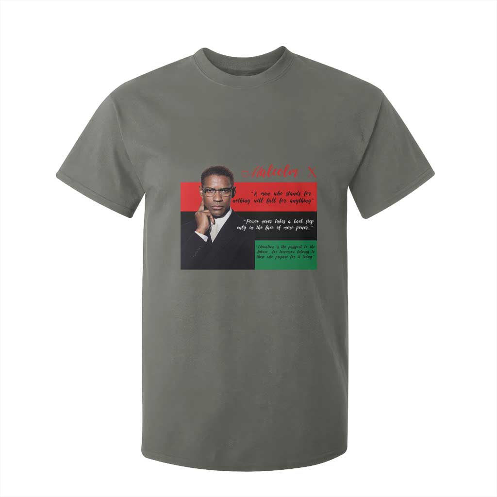 Motivational Malcolm X Quote T Shirt For Kid Black History Month Gift TS12 Military Green Print Your Wear
