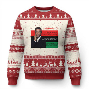Motivational Malcolm X Quote Ugly Christmas Sweater Black History Month Gift TS12 Beige Red Print Your Wear