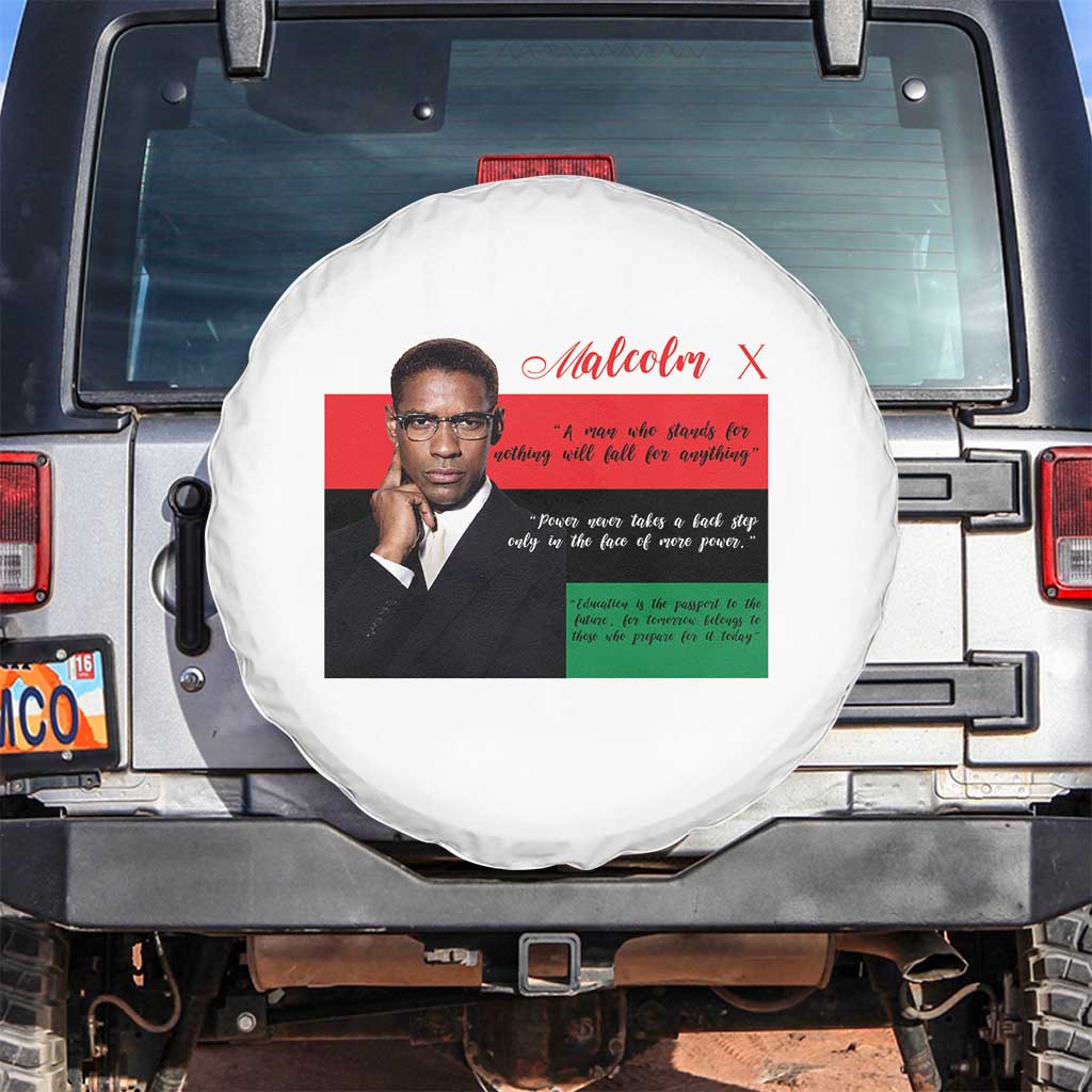 Motivational Malcolm X Quote Spare Tire Cover Black History Month Gift TS12 No hole White Print Your Wear