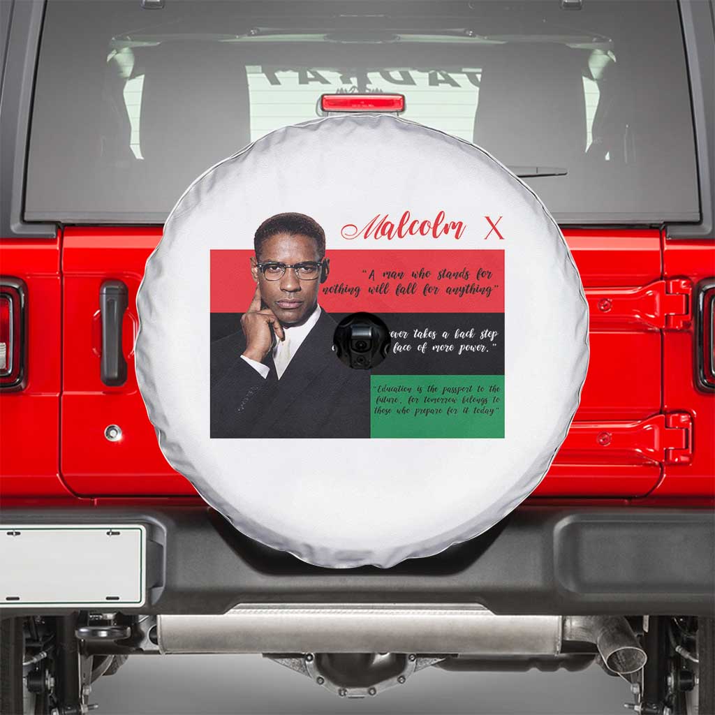Motivational Malcolm X Quote Spare Tire Cover Black History Month Gift TS12 White Print Your Wear