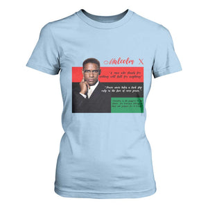 Motivational Malcolm X Quote T Shirt For Women Black History Month Gift TS12 Light Blue Print Your Wear