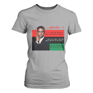 Motivational Malcolm X Quote T Shirt For Women Black History Month Gift TS12 Sport Gray Print Your Wear