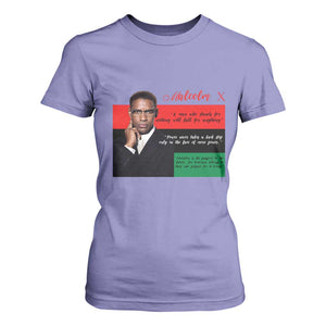 Motivational Malcolm X Quote T Shirt For Women Black History Month Gift TS12 Violet Print Your Wear
