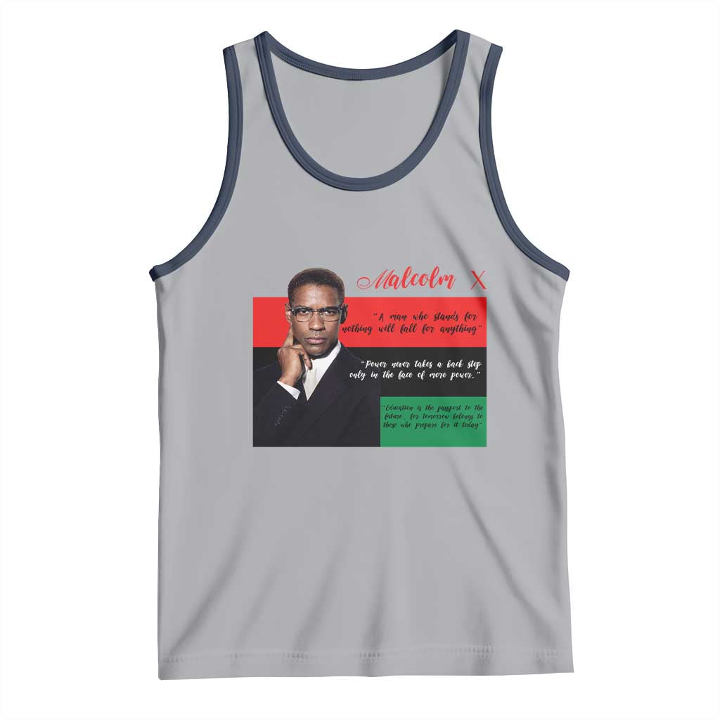 Motivational Malcolm X Quote Tank Top Black History Month Gift TS12 Athletic Heather Navy Print Your Wear