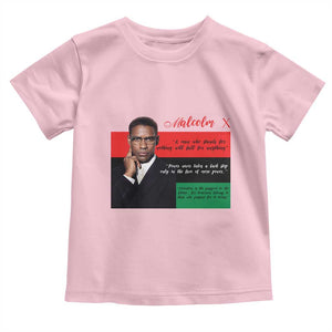 Motivational Malcolm X Quote Toddler T Shirt Black History Month Gift TS12 Light Pink Print Your Wear