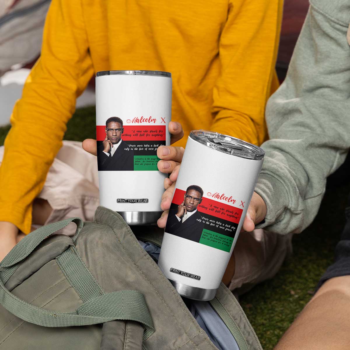 Motivational Malcolm X Quote Tumbler Cup Black History Month Gift TS12 Print Your Wear