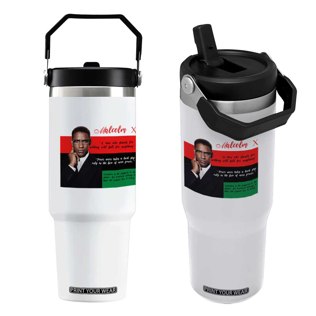 Motivational Malcolm X Quote Flip Straw Tumbler Black History Month Gift TS12 One Size: 30 oz White Print Your Wear