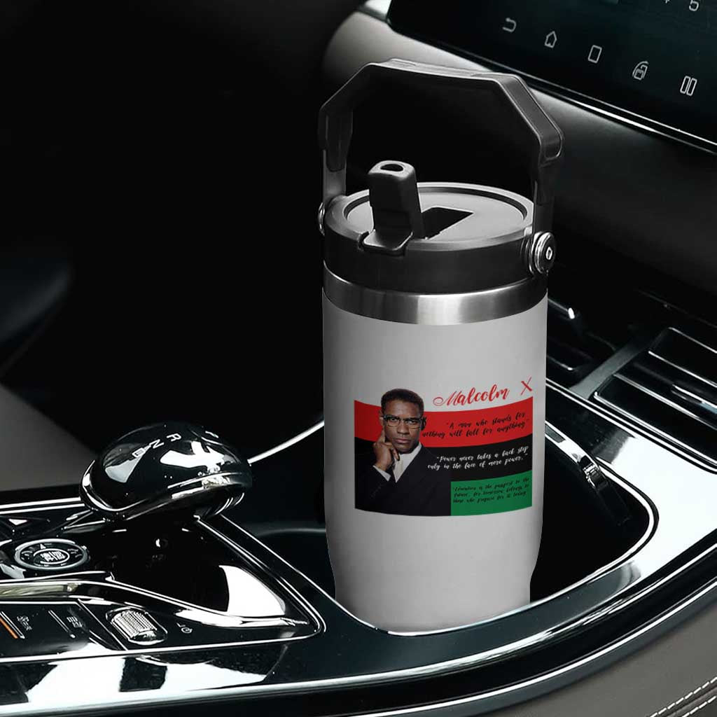 Motivational Malcolm X Quote Flip Straw Tumbler Black History Month Gift TS12 Print Your Wear