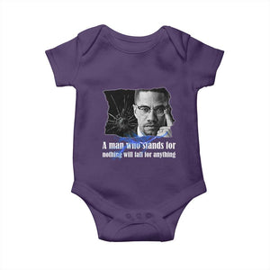 Malcolm X Quote Baby Onesie A Man Who Stands For Nothing Will Fall TS12 Purple Print Your Wear