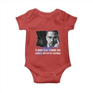Malcolm X Quote Baby Onesie A Man Who Stands For Nothing Will Fall TS12 Red Print Your Wear