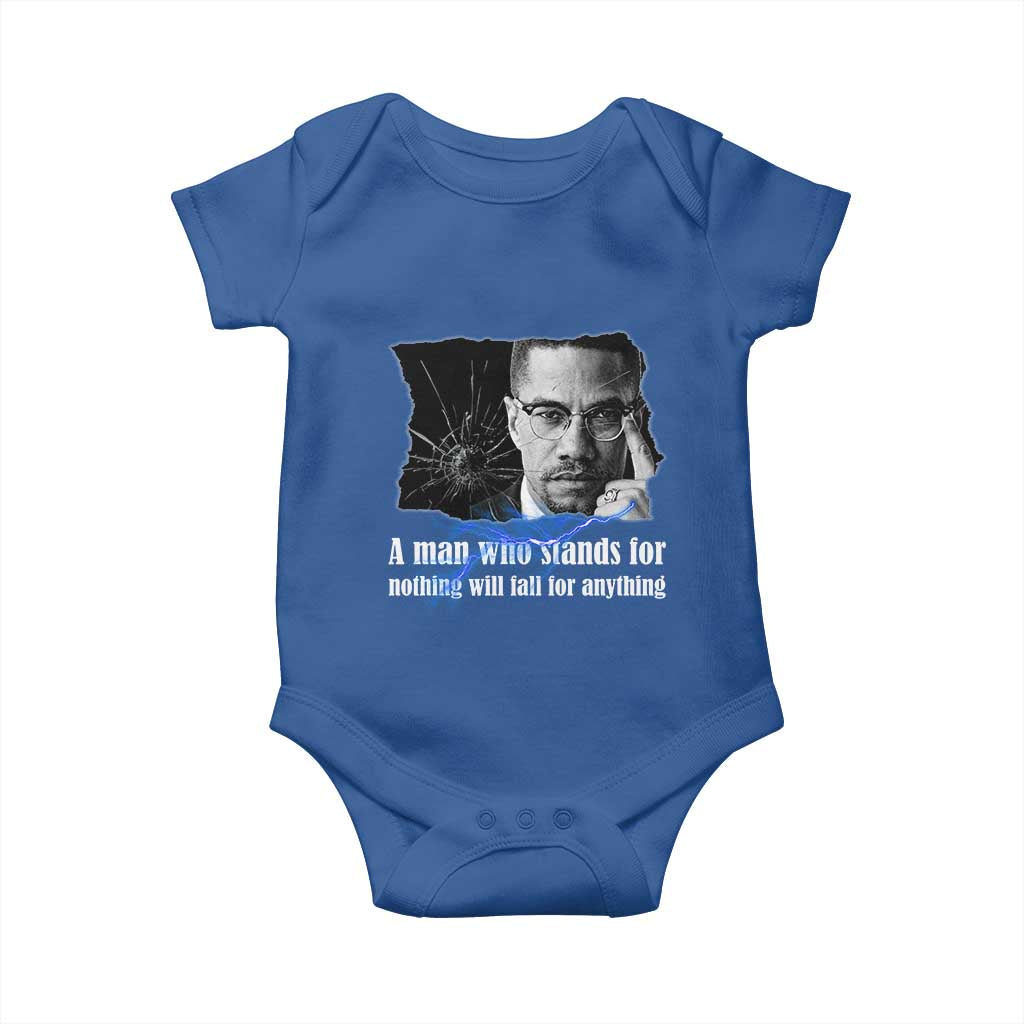 Malcolm X Quote Baby Onesie A Man Who Stands For Nothing Will Fall TS12 Royal Blue Print Your Wear
