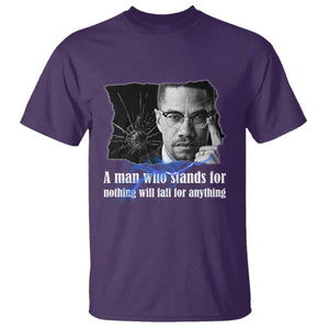 Malcolm X Quote T Shirt A Man Who Stands For Nothing Will Fall TS12 Purple Print Your Wear
