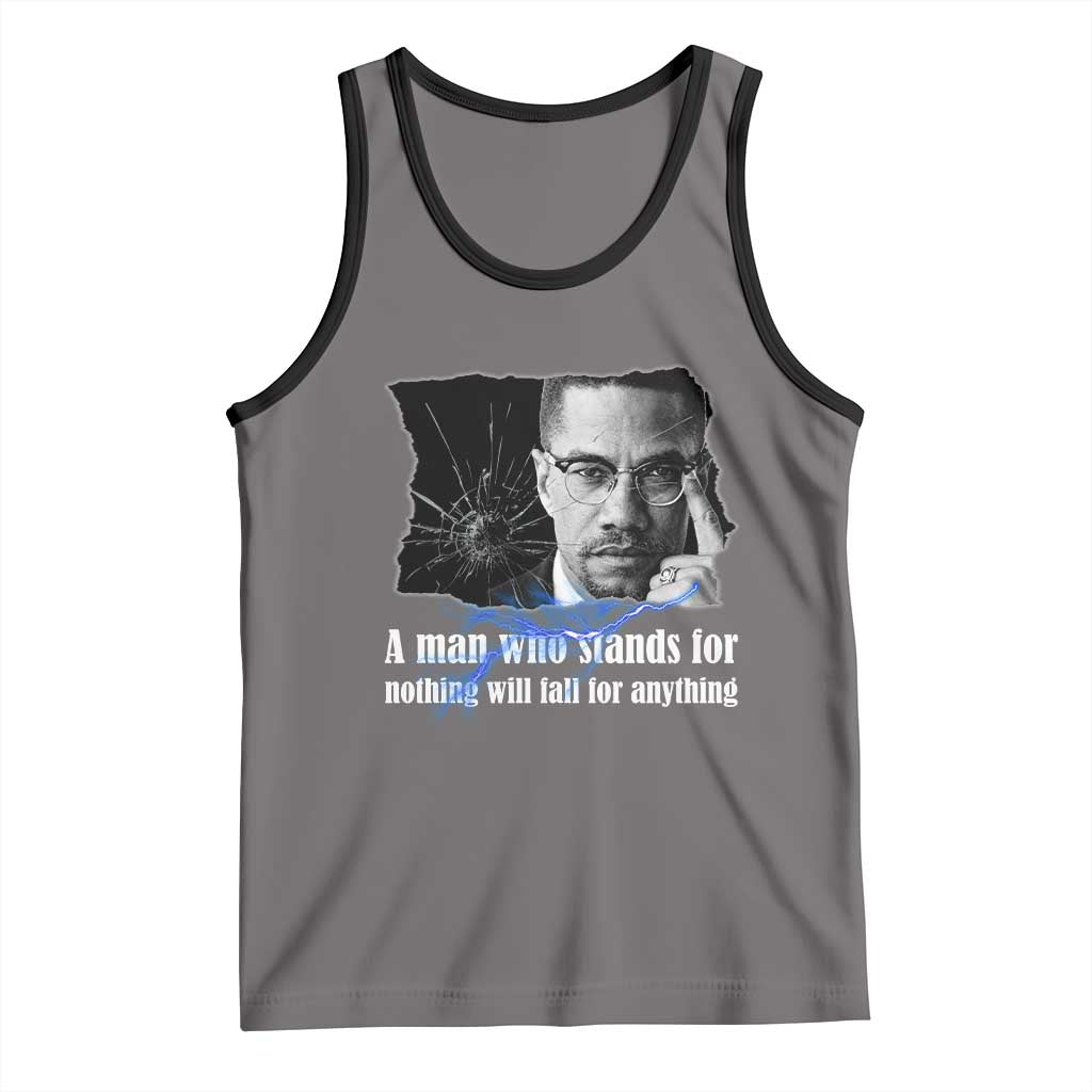 Malcolm X Quote Tank Top A Man Who Stands For Nothing Will Fall TS12 Deep Heather Black Print Your Wear
