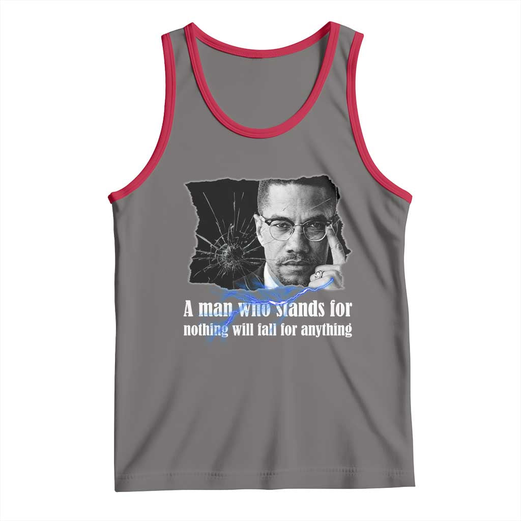 Malcolm X Quote Tank Top A Man Who Stands For Nothing Will Fall TS12 Deep Heather Red Print Your Wear