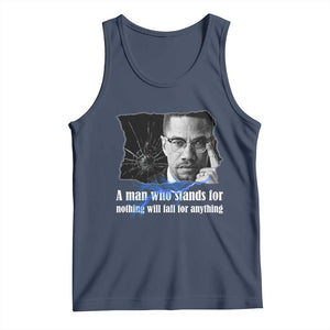 Malcolm X Quote Tank Top A Man Who Stands For Nothing Will Fall TS12 Navy Print Your Wear