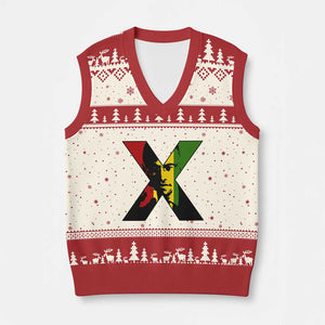 Malcolm X V-Neck Knit Sweater Vest African American Heritage Gift TS12 Beige Red Print Your Wear
