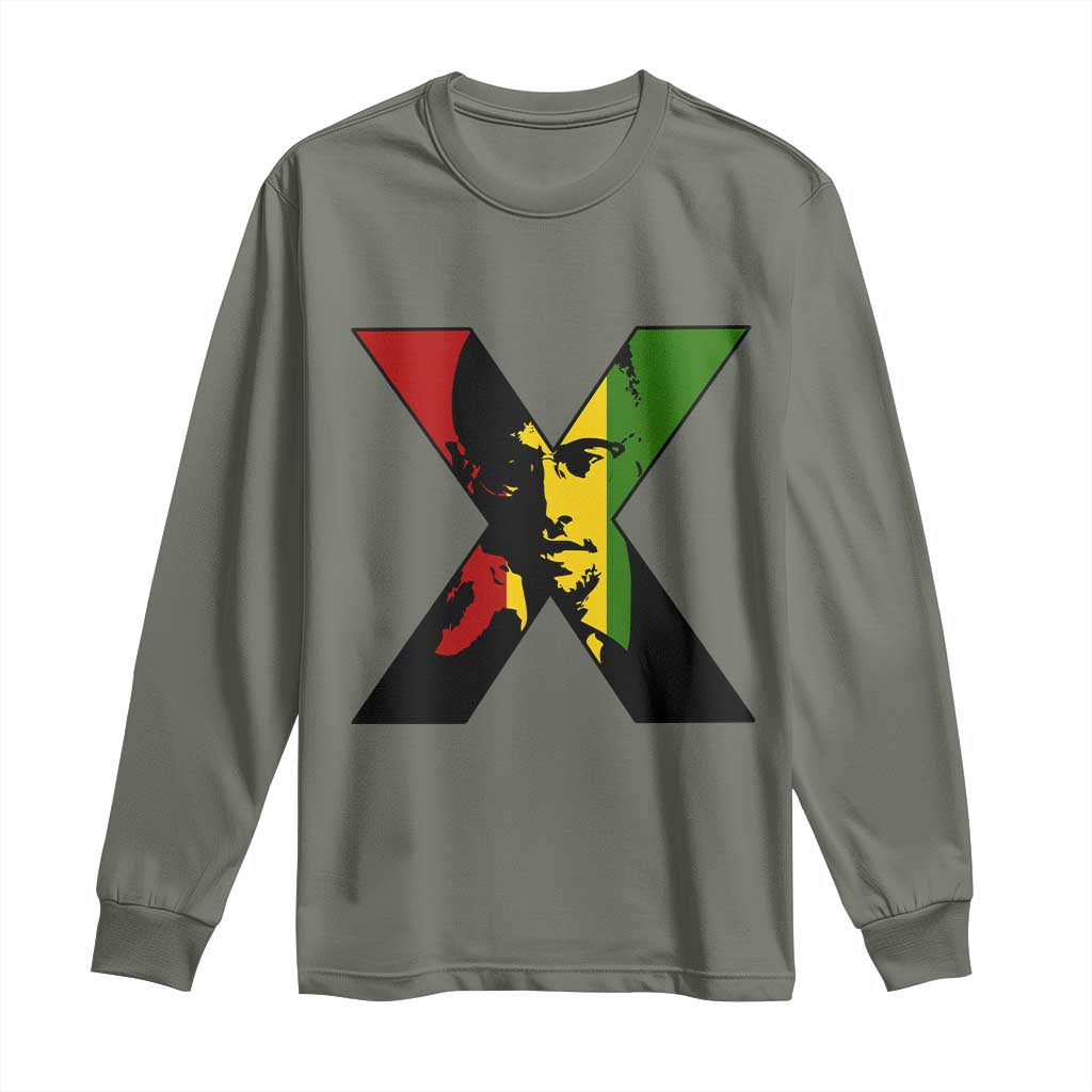 Malcolm X Long Sleeve Shirt African American Heritage Gift TS12 Military Green Print Your Wear