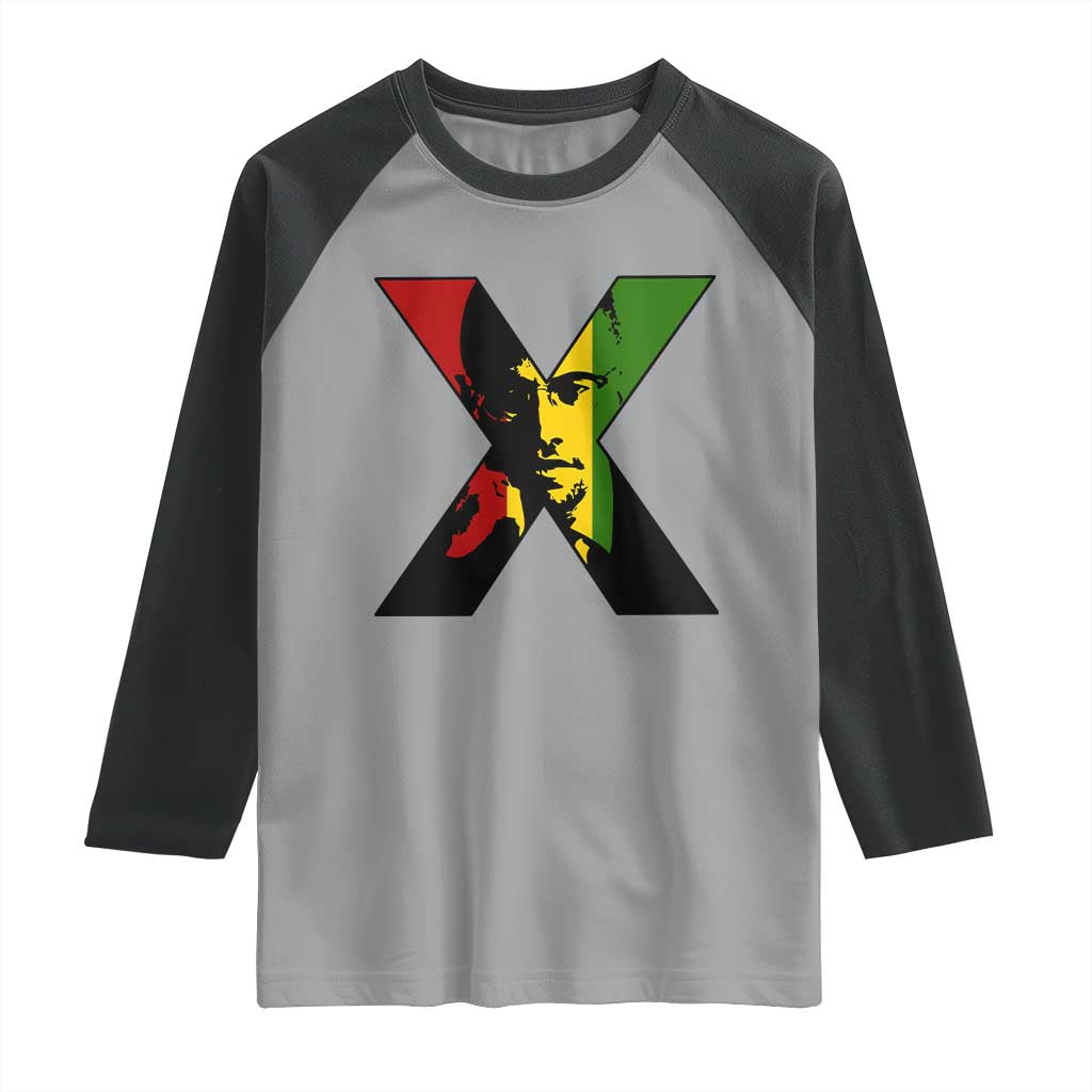 Malcolm X Raglan Shirt African American Heritage Gift TS12 Sport Gray Black Print Your Wear
