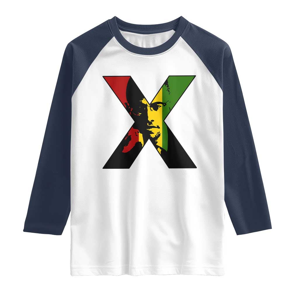 Malcolm X Raglan Shirt African American Heritage Gift TS12 White Navy Print Your Wear
