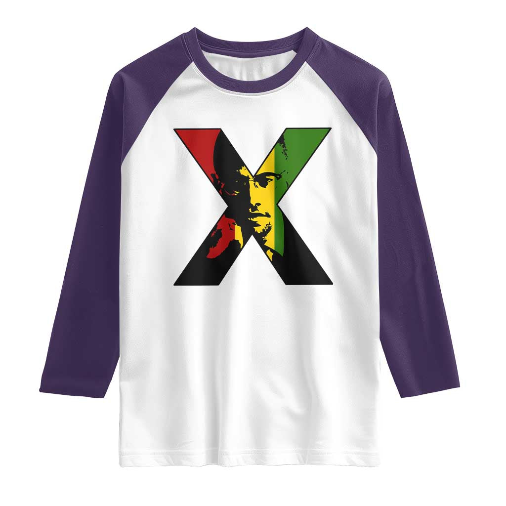 Malcolm X Raglan Shirt African American Heritage Gift TS12 White Purple Print Your Wear