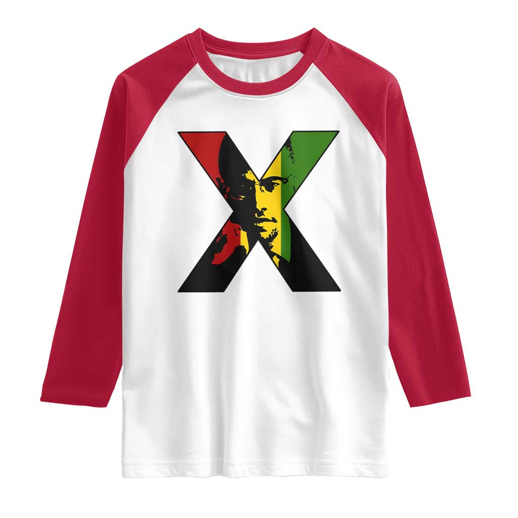 Malcolm X Raglan Shirt African American Heritage Gift TS12 White Red Print Your Wear