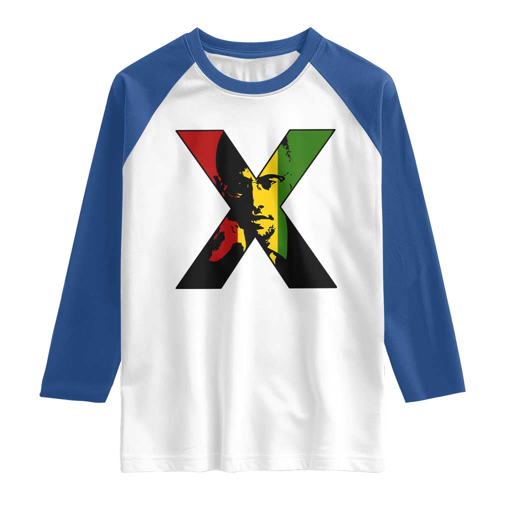 Malcolm X Raglan Shirt African American Heritage Gift TS12 White Royal Print Your Wear