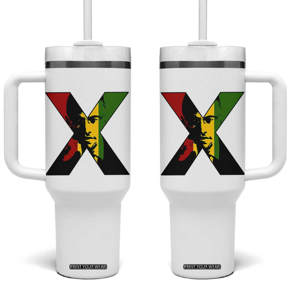 Malcolm X Tumbler With Handle African American Heritage Gift TS12 One Size: 40 oz White Print Your Wear