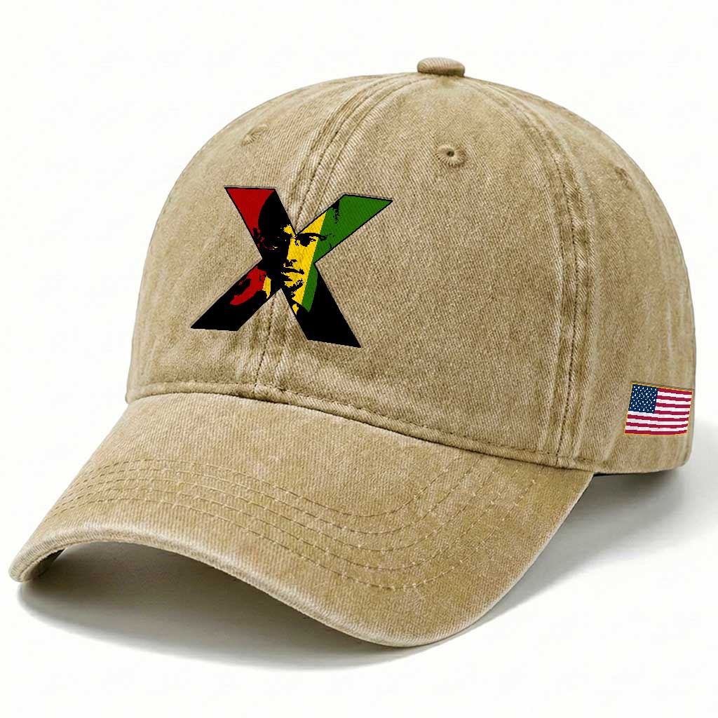 Malcolm X Washed Cotton Baseball Cap African American Heritage Gift TS12 Print Your Wear