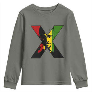 Malcolm X Youth Sweatshirt African American Heritage Gift TS12 Military Green Print Your Wear