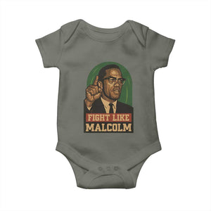 Fight Like Malcolm X Baby Onesie Black History Month Inspirational Gift TS12 Military Green Print Your Wear