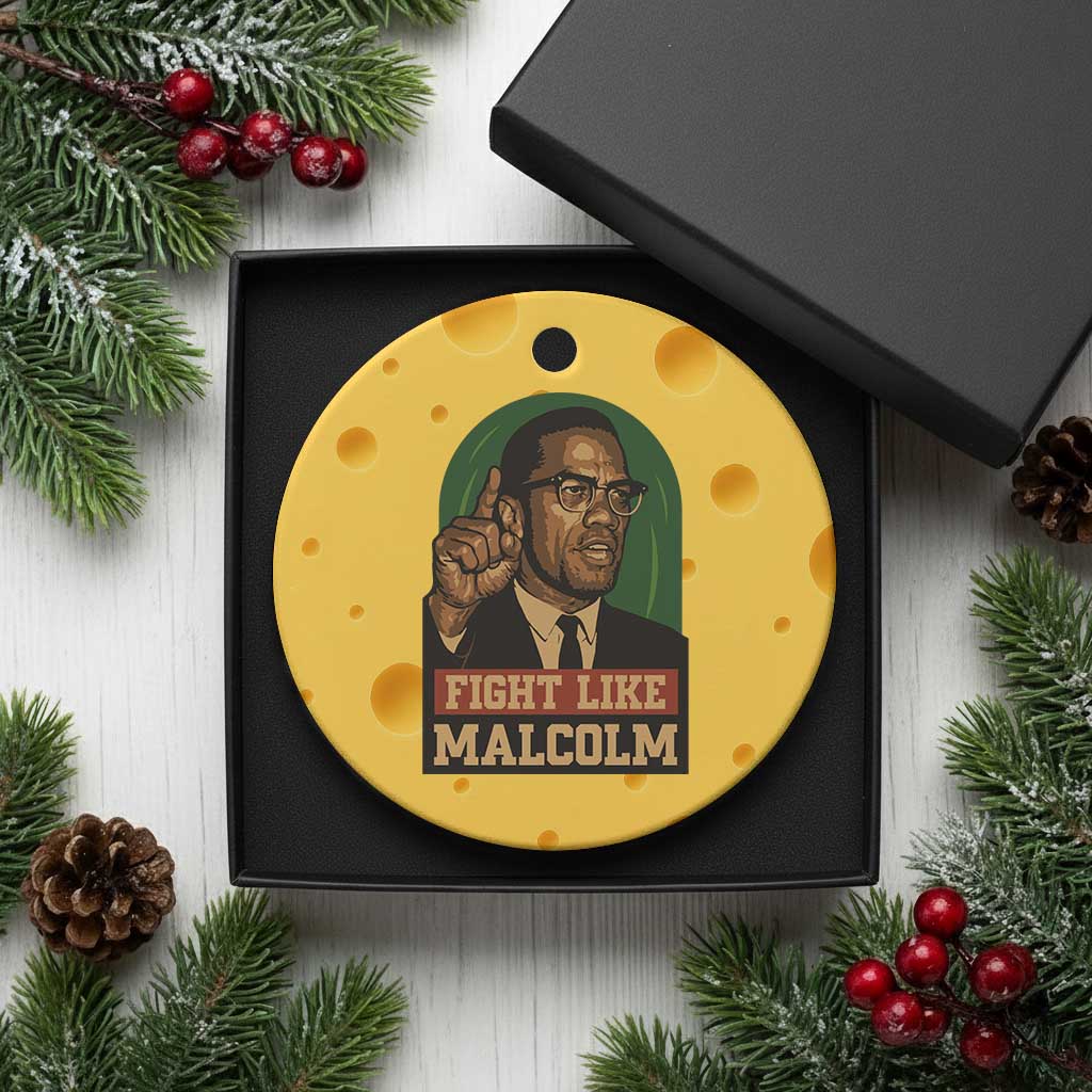 Fight Like Malcolm X Ceramic Ornament Black History Month Inspirational Gift TS12 1pc Yellow Cheese Print Your Wear