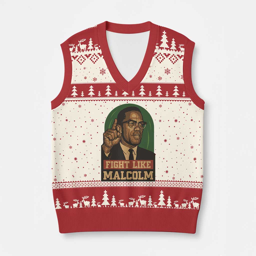 Fight Like Malcolm X V-Neck Knit Sweater Vest Black History Month Inspirational Gift TS12 Beige Red Print Your Wear
