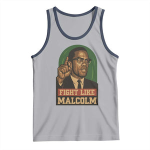 Fight Like Malcolm X Tank Top Black History Month Inspirational Gift TS12 Athletic Heather Navy Print Your Wear