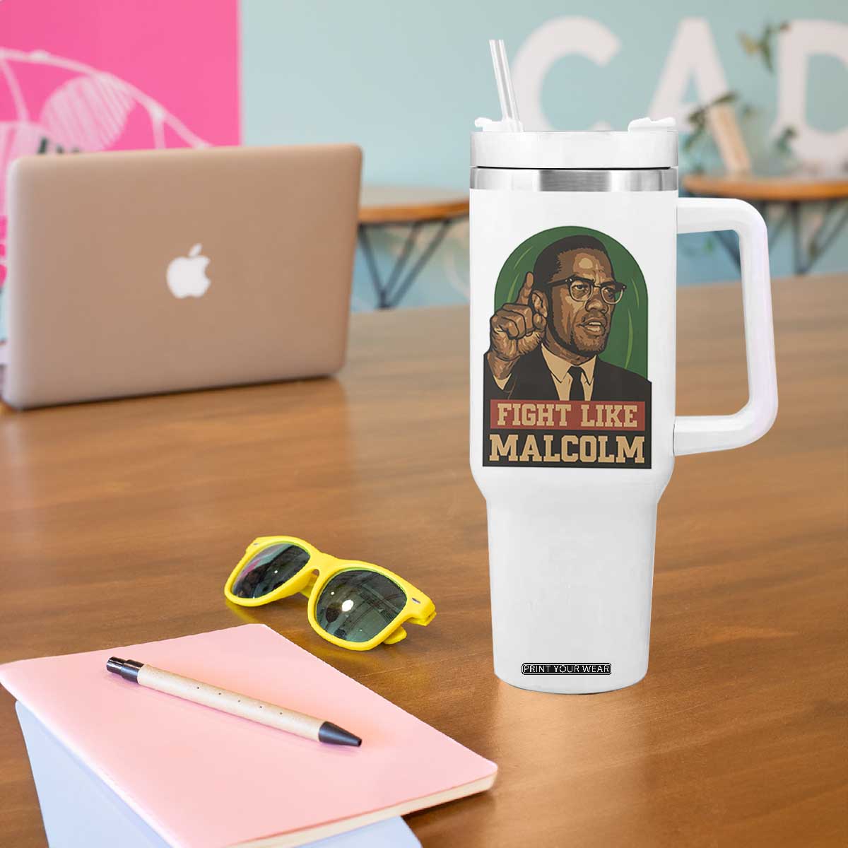 Fight Like Malcolm X Tumbler With Handle Black History Month Inspirational Gift TS12 Print Your Wear