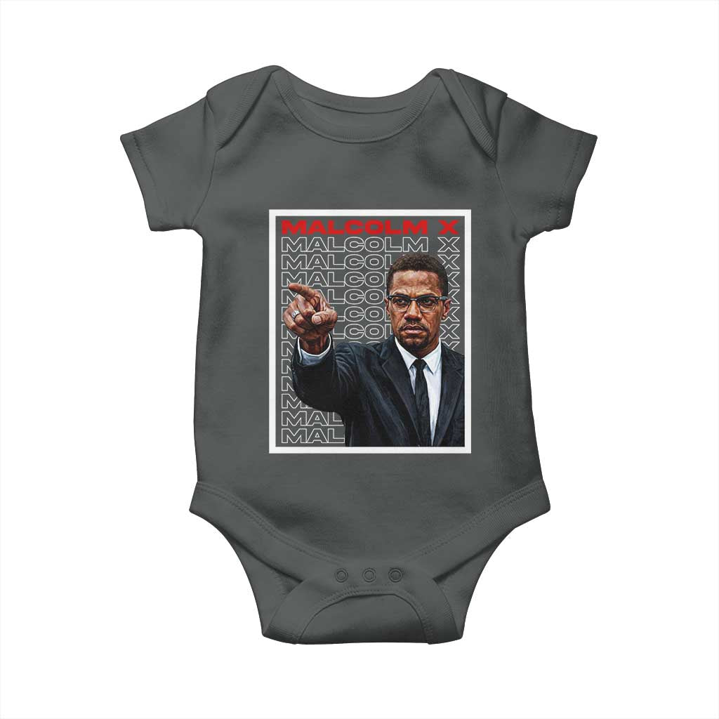 Malcolm X Legend Baby Onesie African American Activist Legacy TS12 Dark Heather Print Your Wear