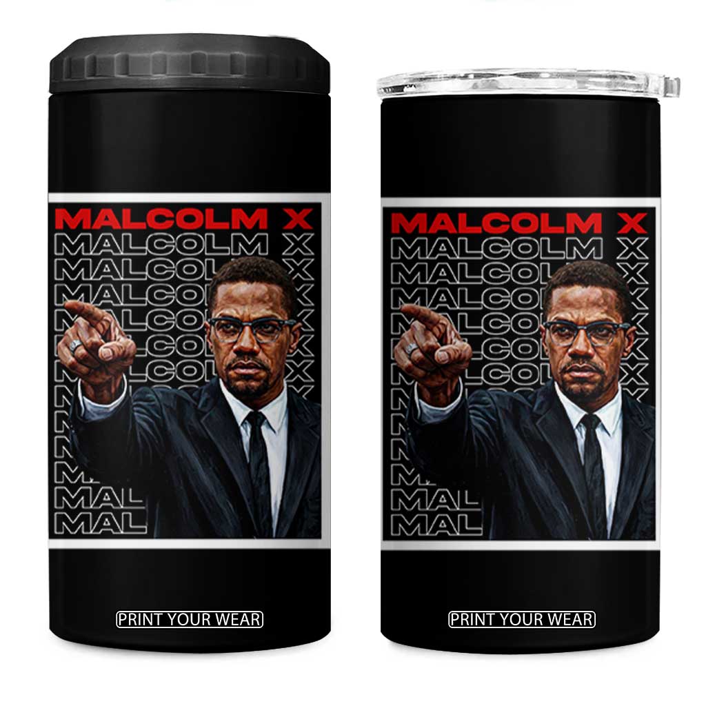 Malcolm X Legend 4 in 1 Can Cooler Tumbler African American Activist Legacy TS12 One Size: 16 oz Black Print Your Wear