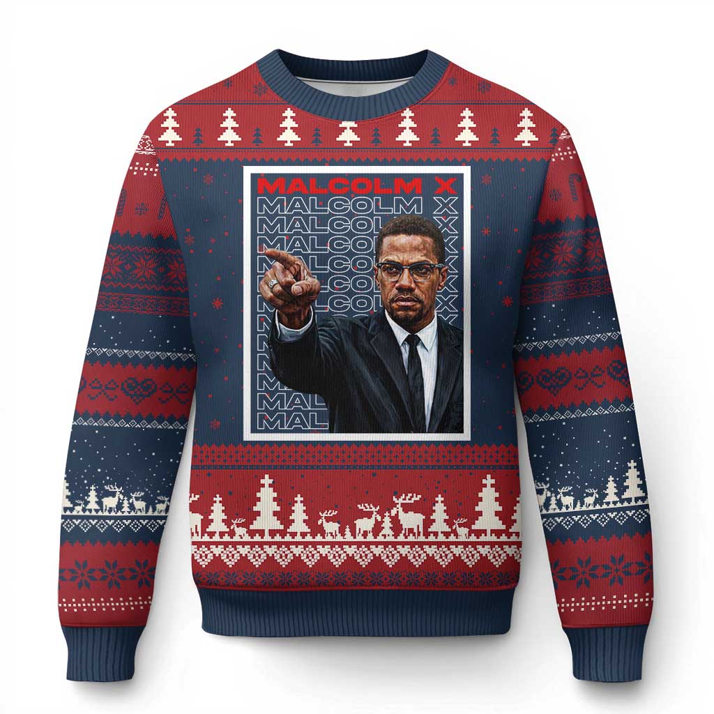 Malcolm X Legend Ugly Christmas Sweater African American Activist Legacy TS12 Navy Red Print Your Wear