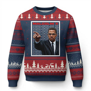Malcolm X Legend Ugly Christmas Sweater African American Activist Legacy TS12 Navy Red Print Your Wear