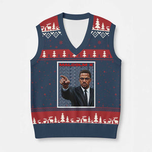 Malcolm X Legend V-Neck Knit Sweater Vest African American Activist Legacy TS12 Navy Red Print Your Wear