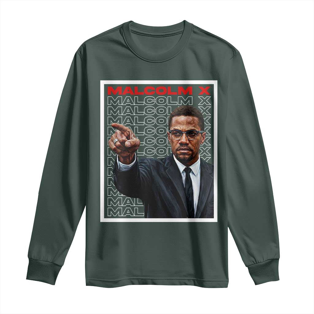Malcolm X Legend Long Sleeve Shirt African American Activist Legacy TS12 Dark Forest Green Print Your Wear