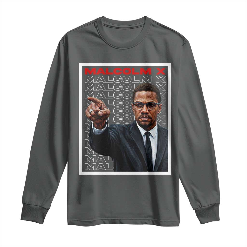 Malcolm X Legend Long Sleeve Shirt African American Activist Legacy TS12 Dark Heather Print Your Wear