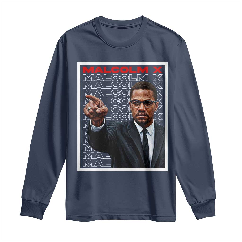 Malcolm X Legend Long Sleeve Shirt African American Activist Legacy TS12 Navy Print Your Wear