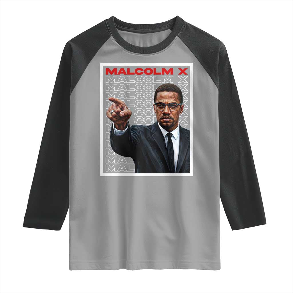 Malcolm X Legend Raglan Shirt African American Activist Legacy TS12 Sport Gray Black Print Your Wear