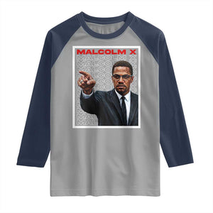 Malcolm X Legend Raglan Shirt African American Activist Legacy TS12 Sport Gray Navy Print Your Wear