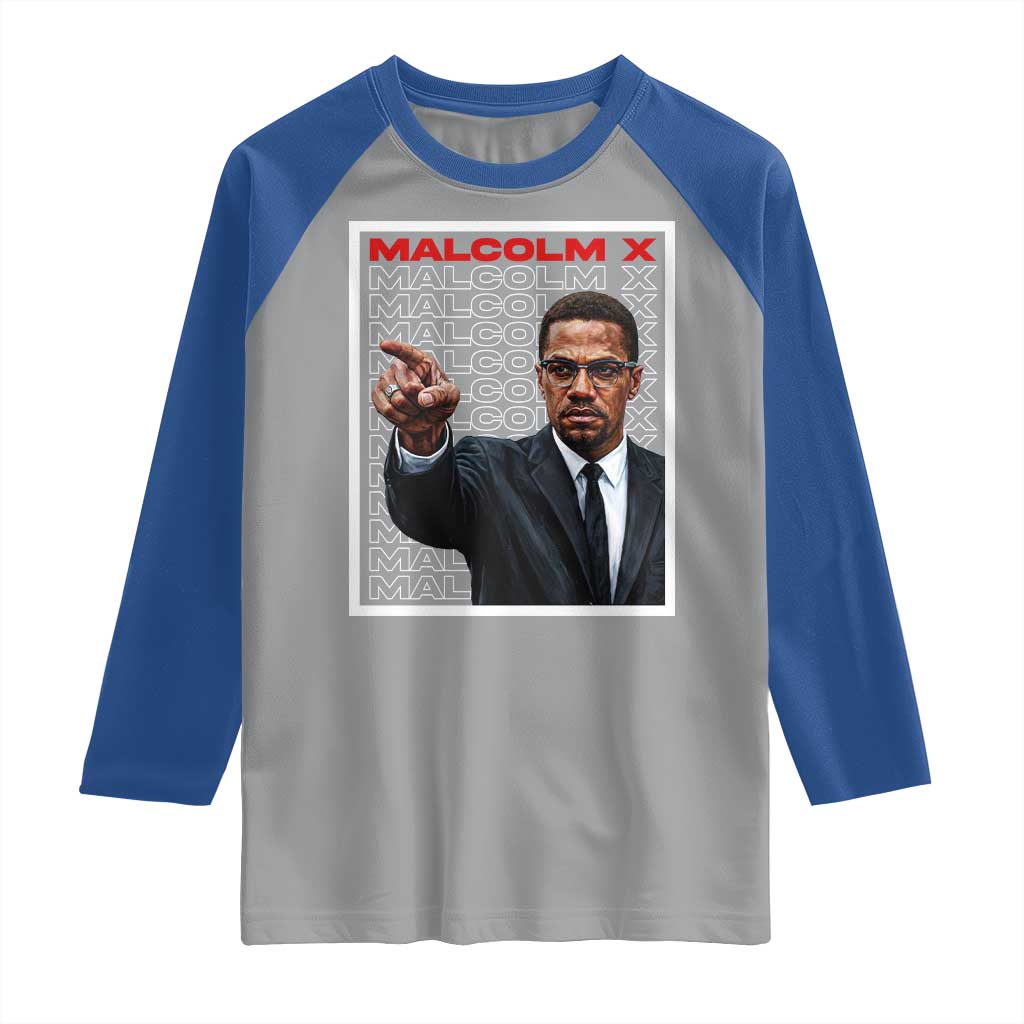 Malcolm X Legend Raglan Shirt African American Activist Legacy TS12 Sport Gray Royal Print Your Wear