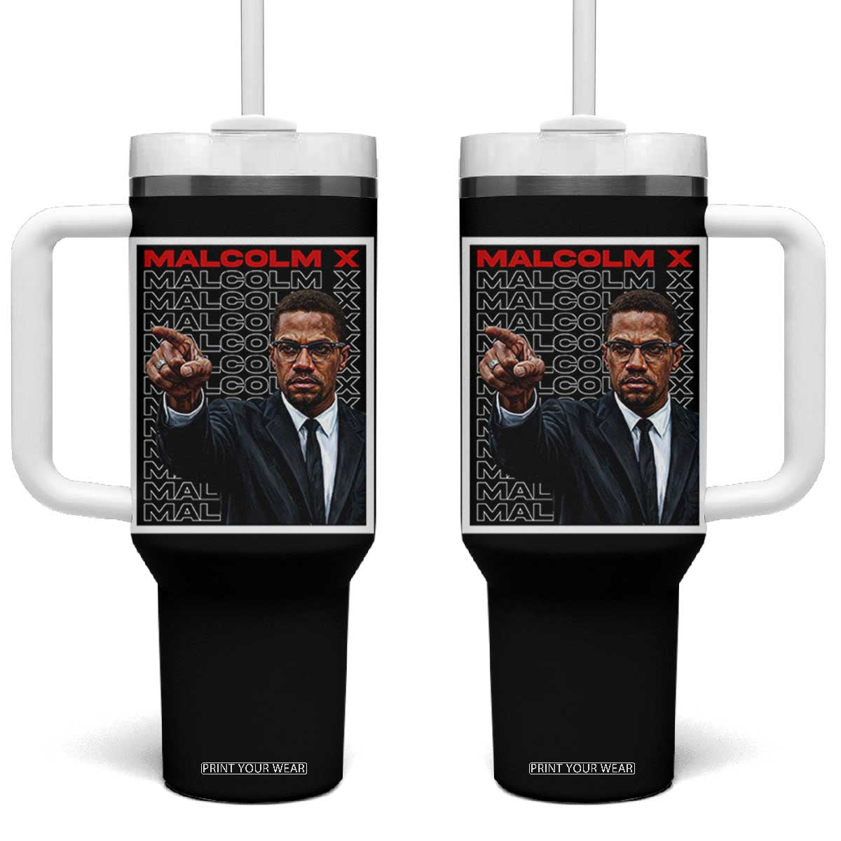 Malcolm X Legend Tumbler With Handle African American Activist Legacy TS12 One Size: 40 oz Black Print Your Wear