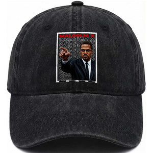 Malcolm X Legend Washed Cotton Baseball Cap African American Activist Legacy TS12 Print Your Wear