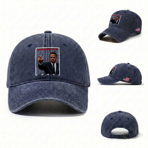 Malcolm X Legend Washed Cotton Baseball Cap African American Activist Legacy TS12 Washed Cap Universal Fit Navy Print Your Wear