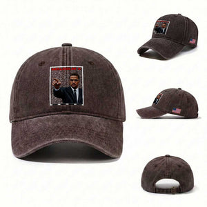 Malcolm X Legend Washed Cotton Baseball Cap African American Activist Legacy TS12 Washed Cap Universal Fit Dark Brown Print Your Wear